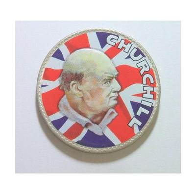 英国1965年二战首相丘吉尔米字旗彩色纪念币章 40MM - 英国1965年二战首相丘吉尔米字旗彩色纪念币章 40MM