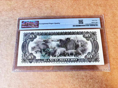 【Blue Auction】世界纸币精拍第667期【精】——16级TOP拍卖/信誉/品质/专业/高效💫 【实钞罕见 无47好号 百年风云】墨西哥 1900-14年10比索 ABNC出品 城市街景 背面牛羊群 大票幅 实物非常漂亮 PMG64EPQ 全新原票  