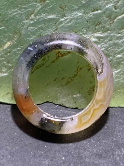 天然冰透亚光高玉化多彩水草玛瑙通货跑环（卡环)一个 - 天然冰透亚光高玉化多彩水草玛瑙通货跑环（卡环)一个