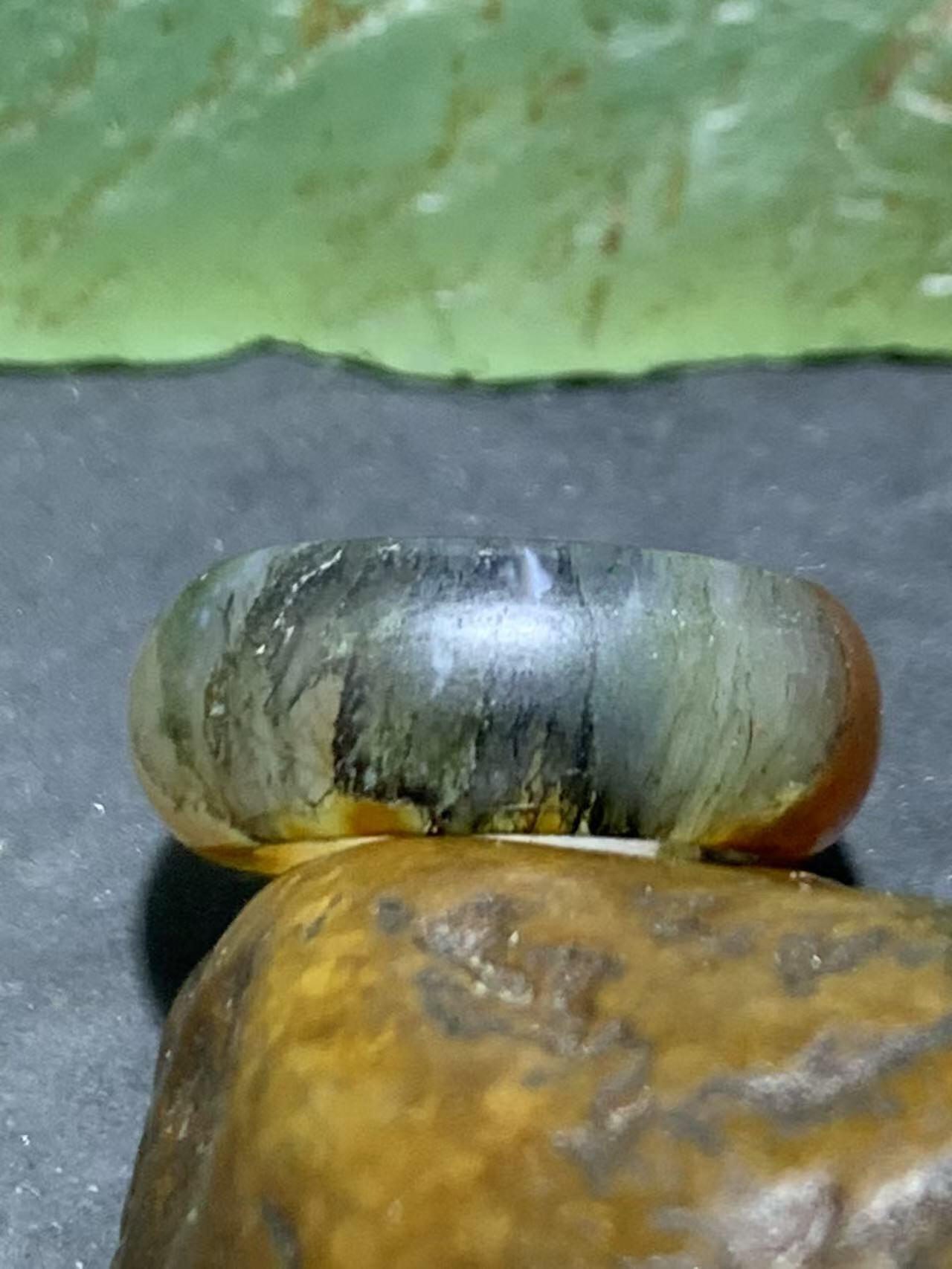 天然冰透亚光高玉化多彩水草玛瑙通货跑环（卡环)一个