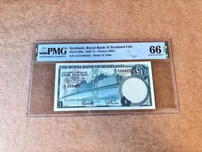 【Blue Auction】世界纸币精拍第667期【精】——16级TOP拍卖/信誉/品质/专业/高效💫 苏格兰 1969年1镑 PMG66EPQ 