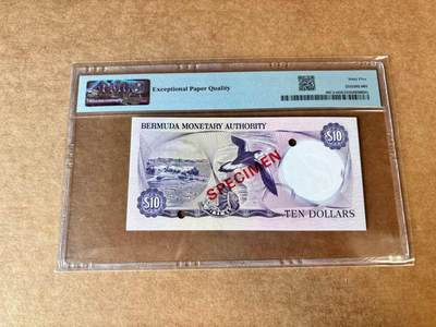 【Blue Auction】世界纸币精拍第667期【精】——16级TOP拍卖/信誉/品质/专业/高效💫 百慕大 1978-84年10元 样钞 高冠女王 PMG65EPQ 