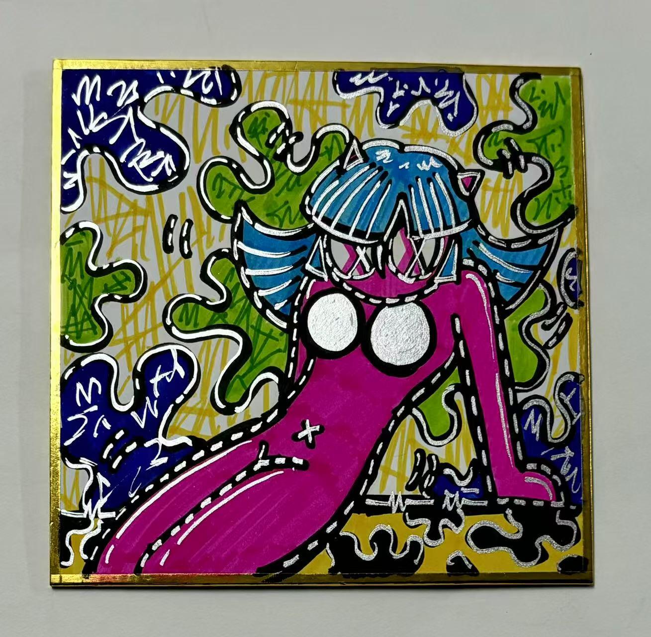 零元拍：歪歪亲笔签名原画色卡，尺寸：12/12厘米，不是复制画哦