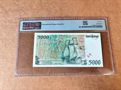 【Blue Auction】世界纸币精拍第667期【精】——16级TOP拍卖/信誉/品质/专业/高效💫 【无47】葡萄牙 1997年5000埃斯库多 PMG66EPQ 