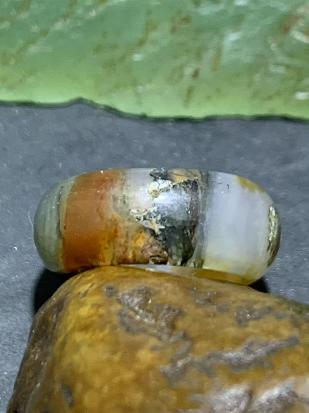 天然冰透亚光高玉化多彩水草玛瑙通货跑环（卡环)一个