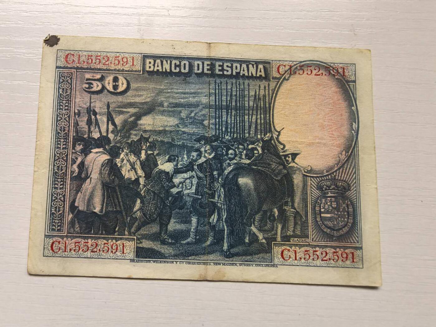 收藏联盟Quantum Auction 第421期拍卖 本期拍卖后暂停征集拍品 1928年西班牙50比塞塔 流通品相