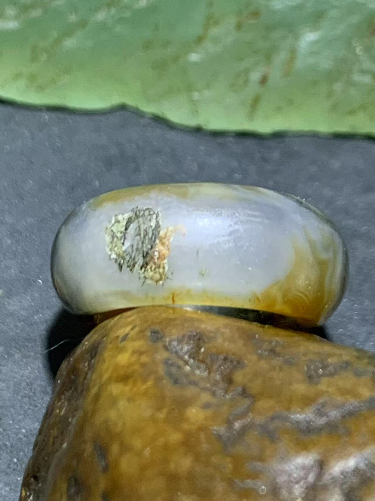 天然冰透亚光高玉化多彩水草玛瑙通货跑环（卡环)一个