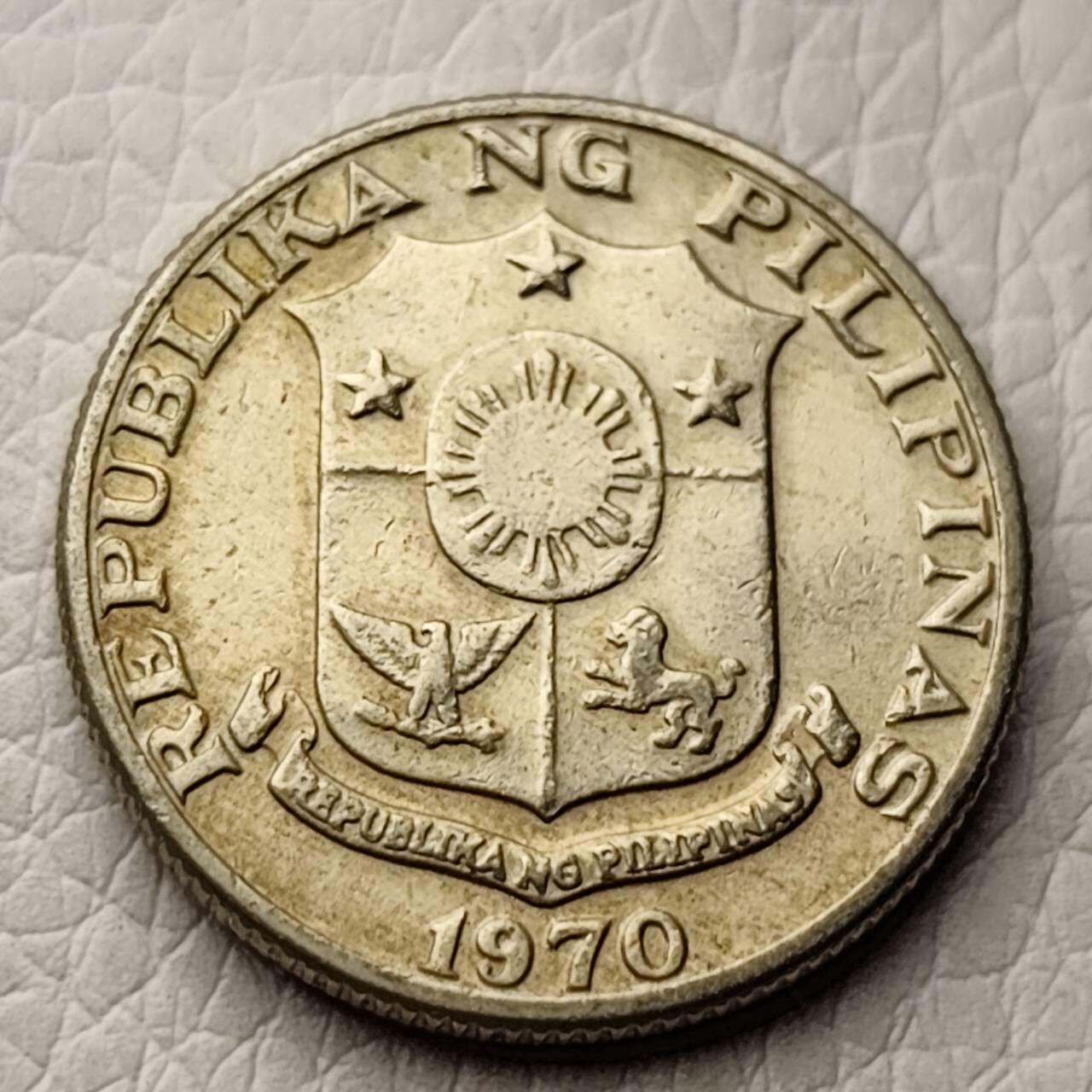 泉币菌-第27场-中外散币乐园 菲律宾1970年25分镍币硬币胡安·卢纳21mm 