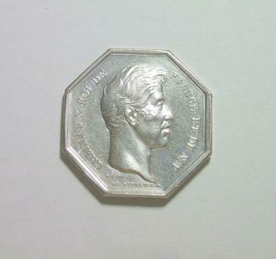 【银】法国1827年 查理十世六边形八角高浮雕精制银章 30MM 14克 - 【银】法国1827年 查理十世六边形八角高浮雕精制银章 30MM 14克