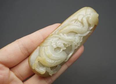 玉石翡翠玛瑙｜拍卖专场 和田玉精雕龙纹牌挂件｜尺寸详见图七