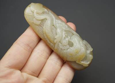 玉石翡翠玛瑙｜拍卖专场 和田玉精雕龙纹牌挂件｜尺寸详见图七