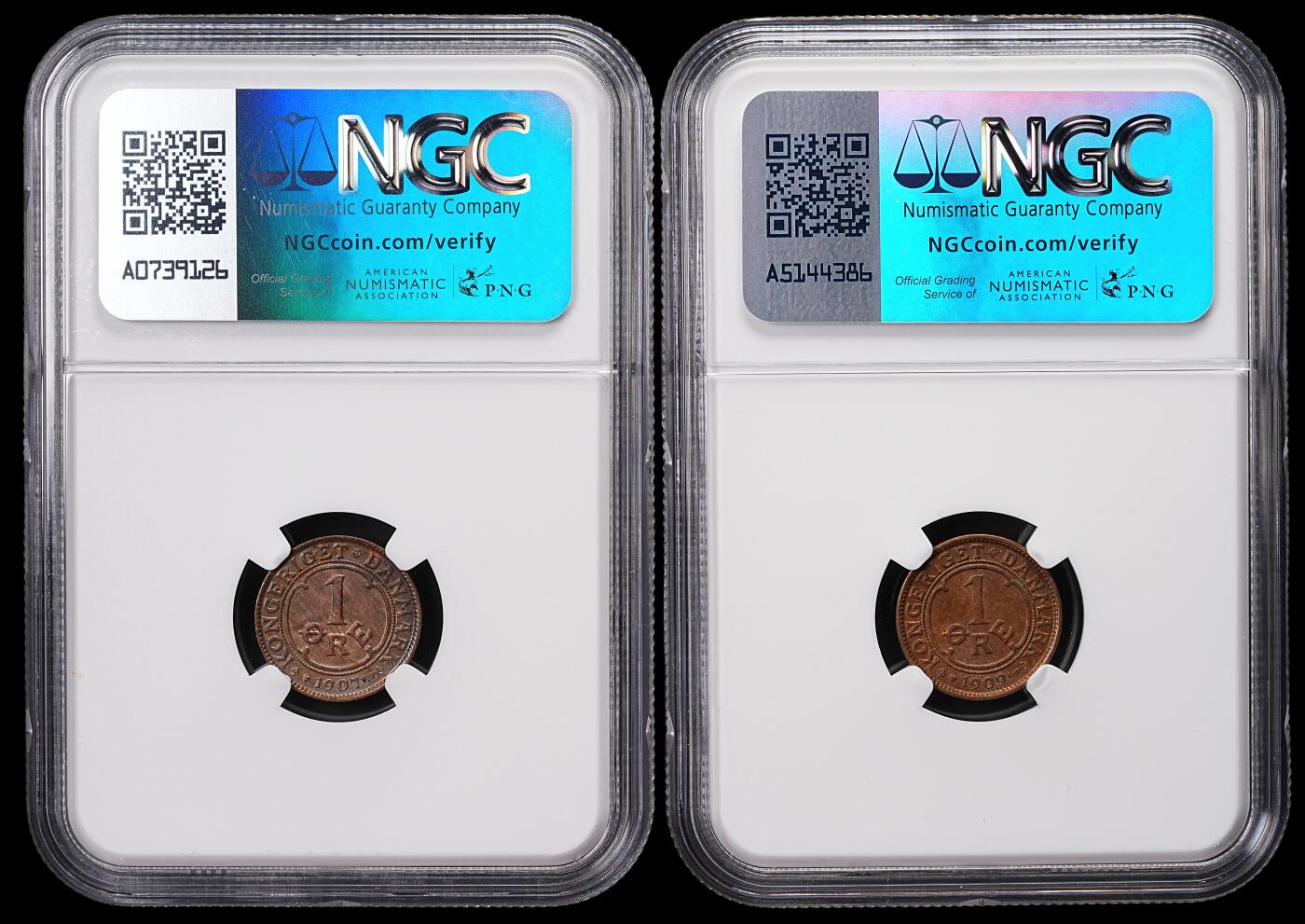 修遠堂世界钱币第七十一期 NGC评级 丹麦铜币两枚