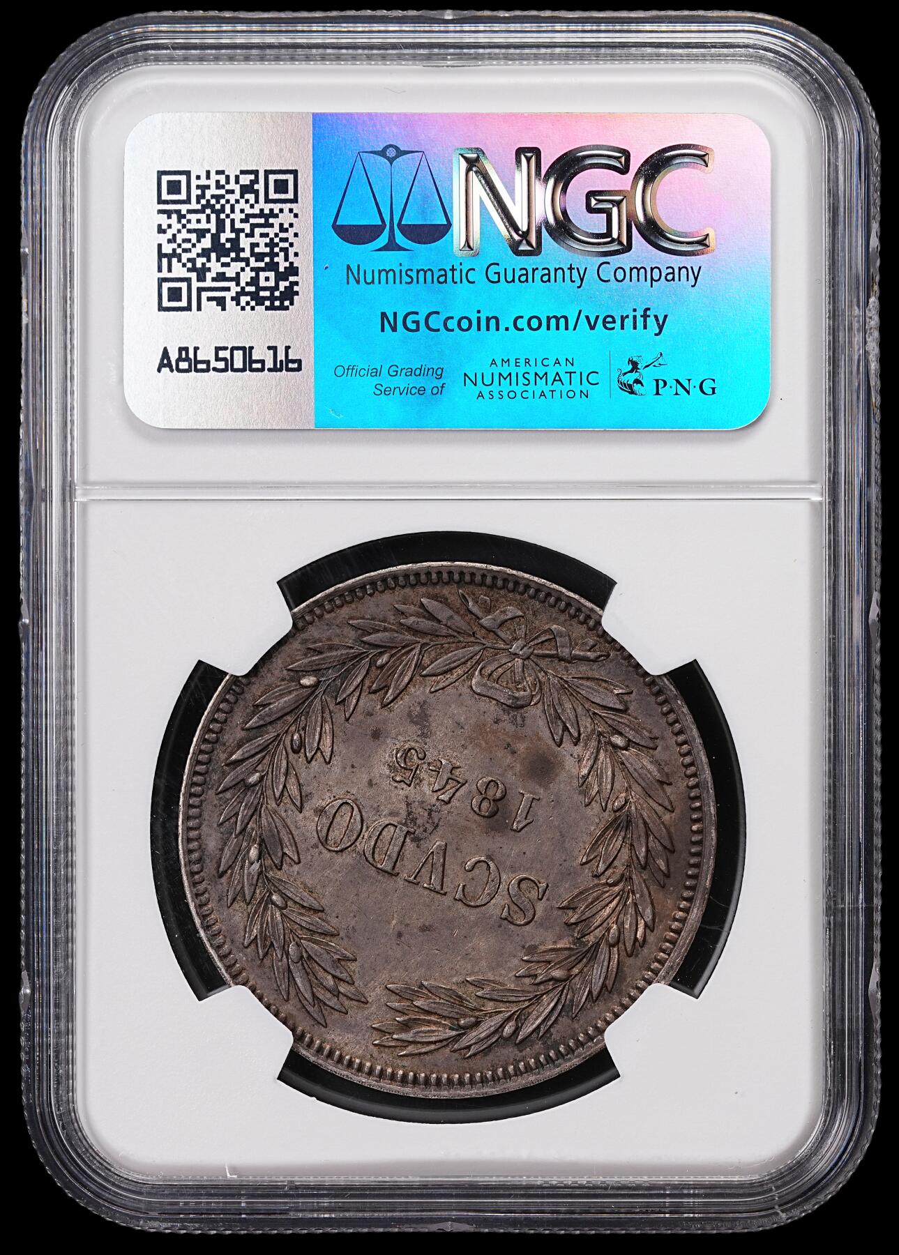修遠堂世界钱币第七十一期 NGC MS61 1845年教皇国 SCUDO大银币 厚重老包浆