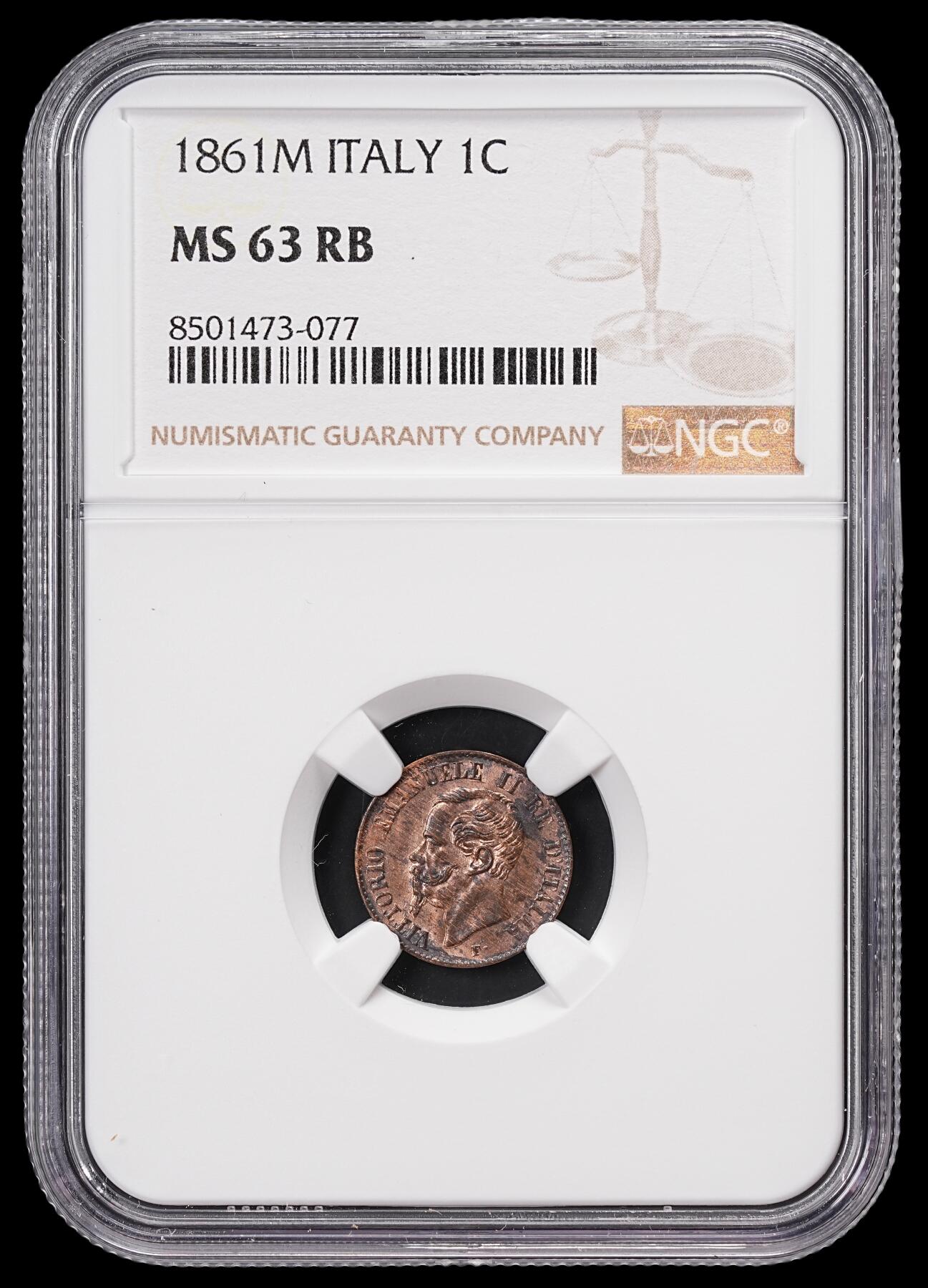 修遠堂世界钱币第七十一期 NGC MS63RB 1861年意大利1分铜币