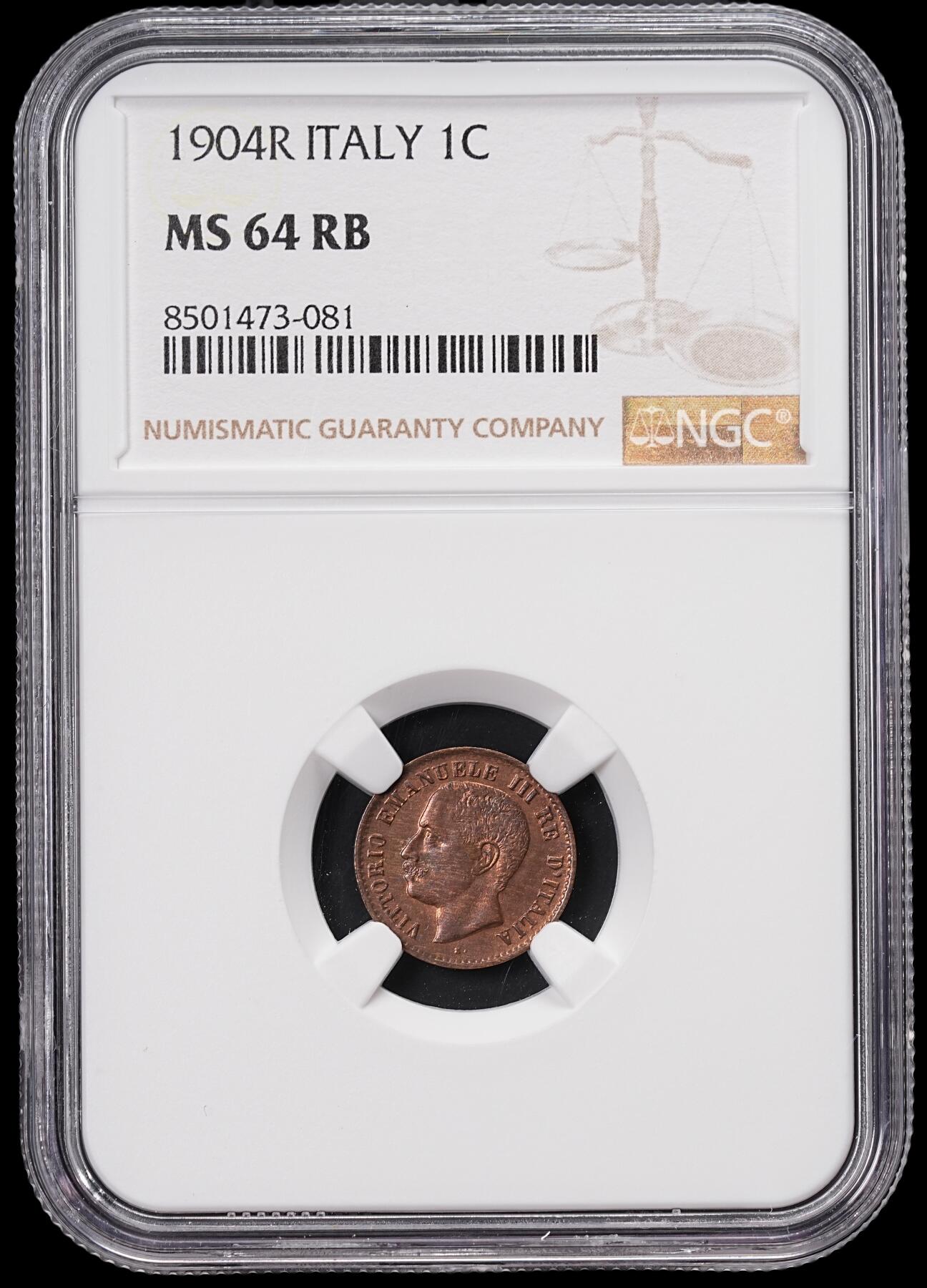 修遠堂世界钱币第七十一期 NGC MS64RB 1904年意大利1分铜币