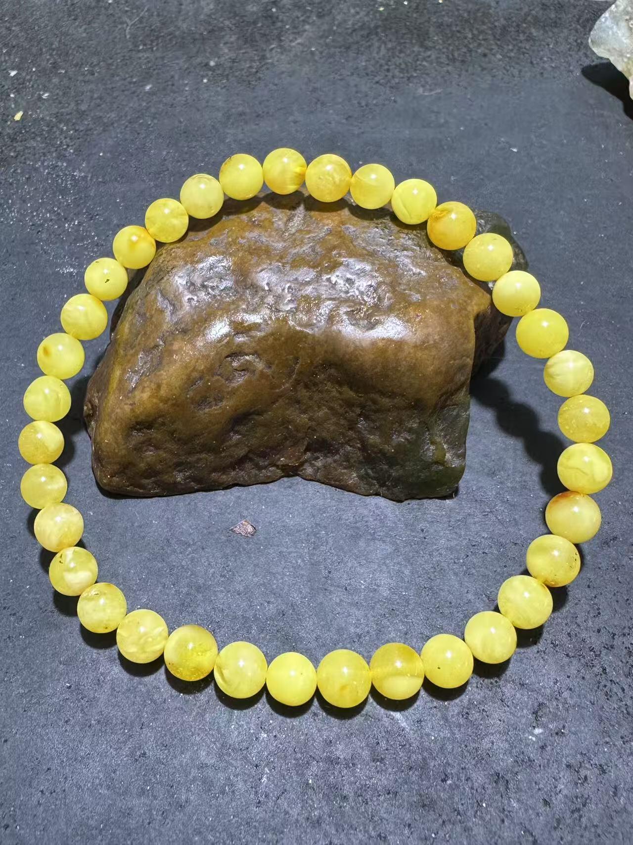 天然俄料蜜蜡单圈手串1条！，