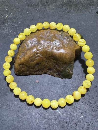 天然俄料蜜蜡单圈手串1条！， - 天然俄料蜜蜡单圈手串1条！，