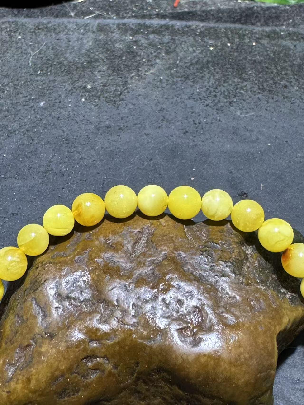 天然俄料蜜蜡单圈手串1条！，