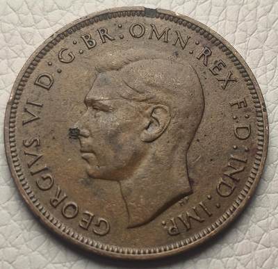 泉币菌-第30场-中外散币乐园 - 包浆美品 英国早期1937年1便士大铜币 乔治六世时期 31mm