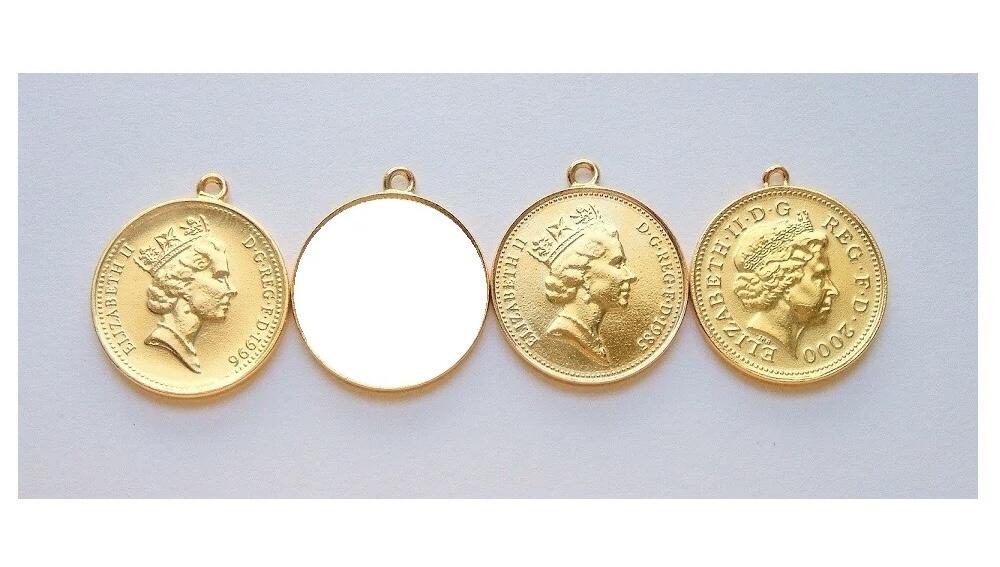 单枚价 英国伊丽莎白二世中老年像 镀金高浮雕精制币章吊坠 20MM