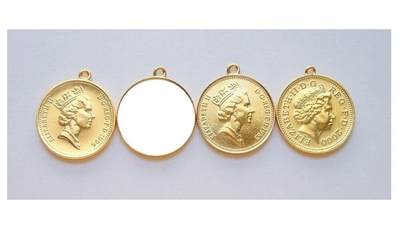 单枚价 英国伊丽莎白二世中老年像 镀金高浮雕精制币章吊坠 20MM - 单枚价 英国伊丽莎白二世中老年像 镀金高浮雕精制币章吊坠 20MM