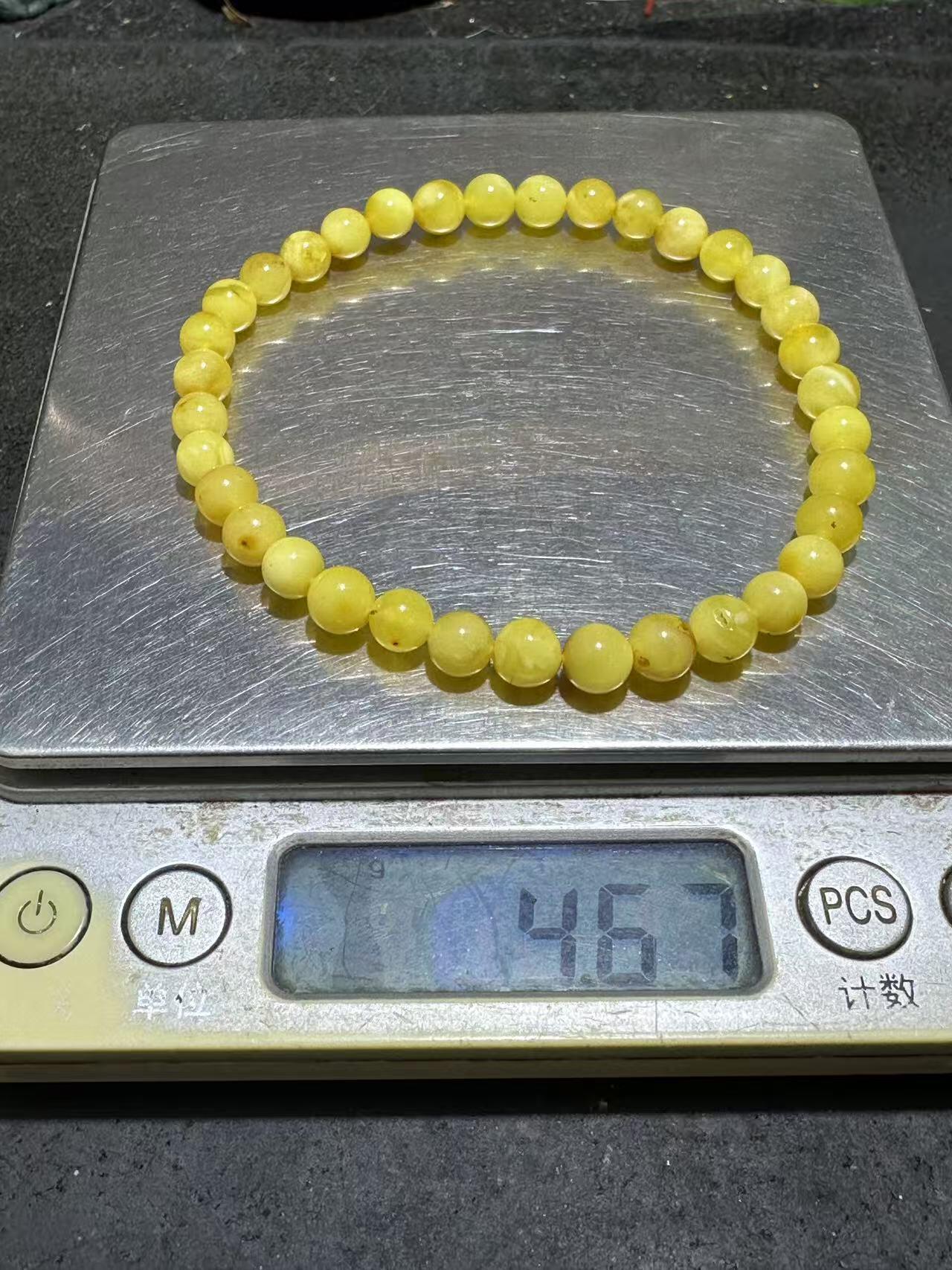 天然俄料蜜蜡单圈手串1条！，