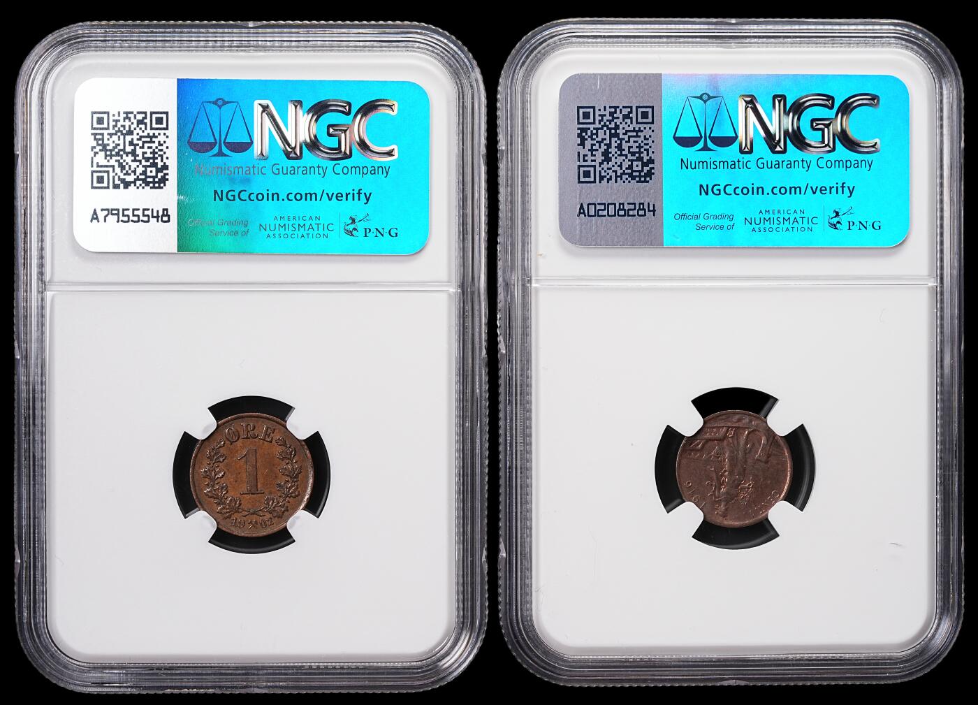 修遠堂世界钱币第七十一期 NGC评级 挪威，意大利铜币两枚