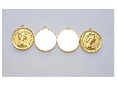 单枚价 英国伊丽莎白二世青年像 镀金高浮雕精制币章吊坠 20MM - 单枚价 英国伊丽莎白二世青年像 镀金高浮雕精制币章吊坠 20MM