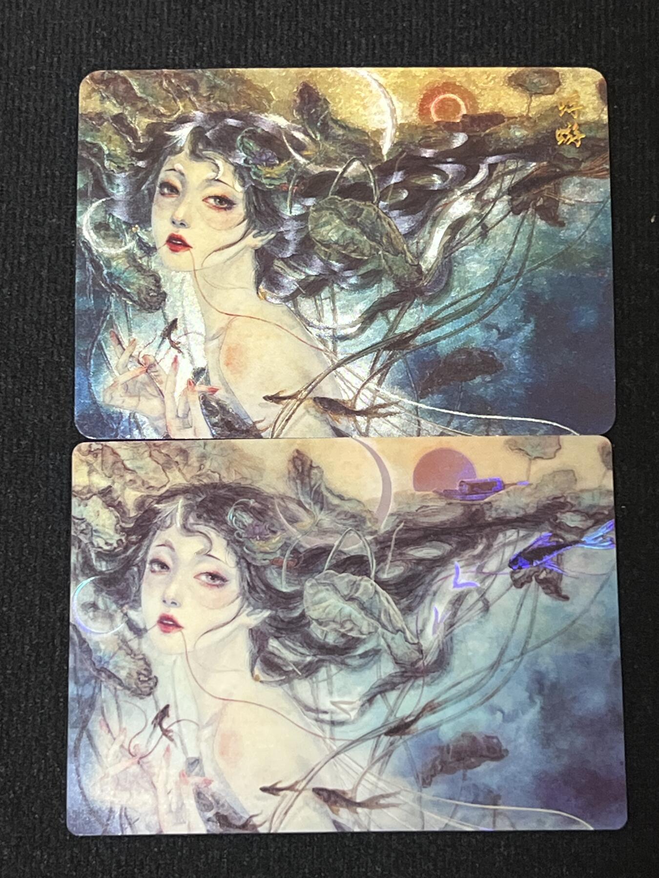 卡牌发烧友第3期（各类国潮卡牌，不寄存，自制卡难免瑕疵，可能存在出厂瑕疵，品控介意勿拍！） 卡联社 山海美人 浮游 粗闪 彩闪一对