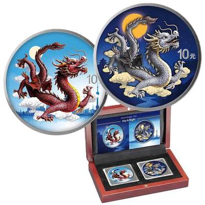 【海宁潮期货】中国2025年中国龙黑夜和白天1盎司彩色银币套装德国造币厂二次加工，发行888套 - 【海宁潮期货】中国2025年中国龙黑夜和白天1盎司彩色银币套装德国造币厂二次加工，发行888套