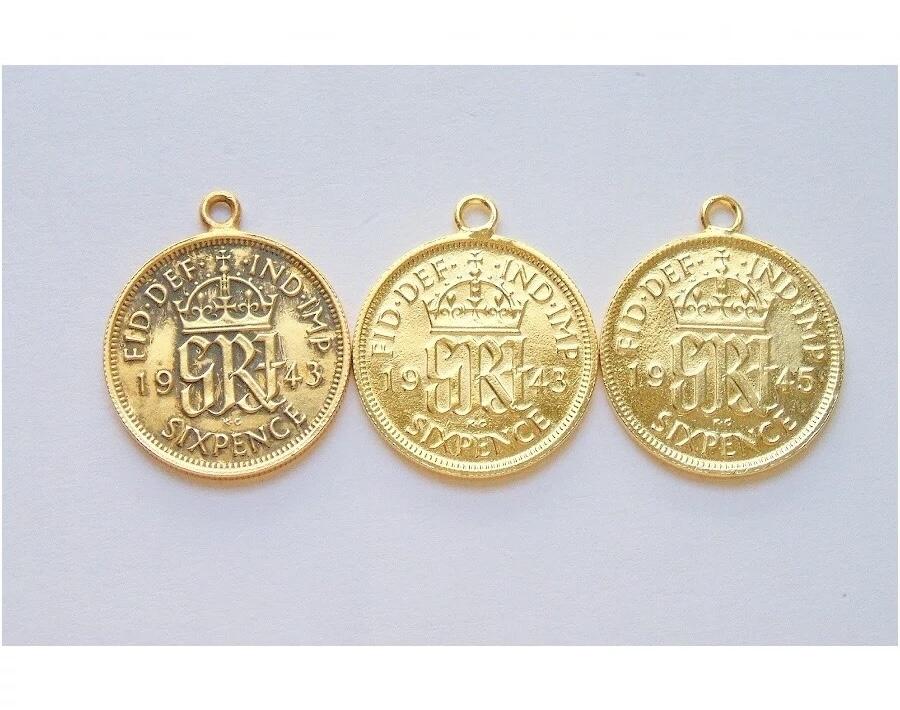 单枚价 英国二战期间乔治六世镀金高浮雕精制币章吊坠 20MM