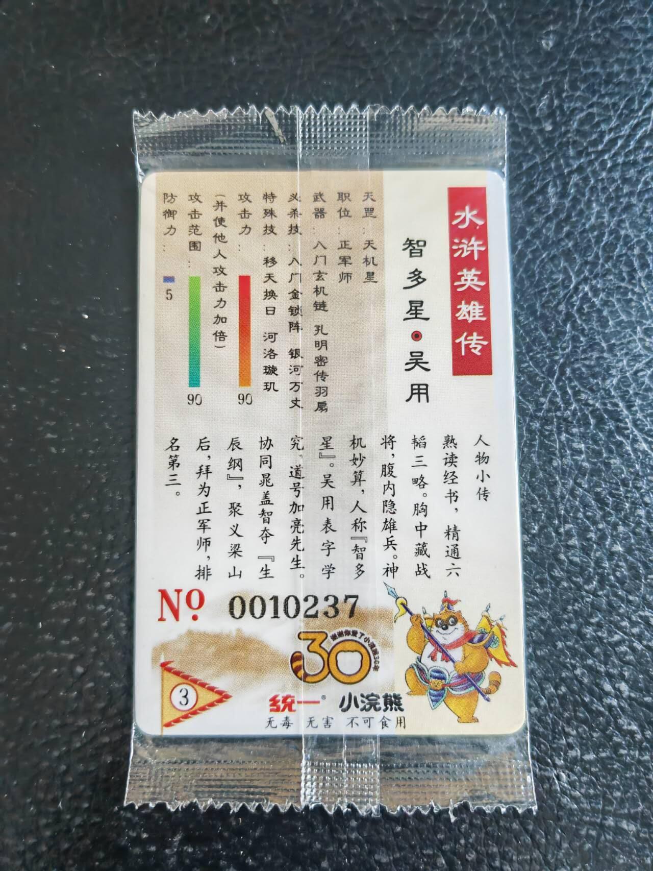 阳大大卡牌超级大甩拍第54期（周五晚上九点截拍，持续收拍品，进群福利早知道） 【大编】统一小浣熊水浒30周年 掌管机密军师 智多星吴用