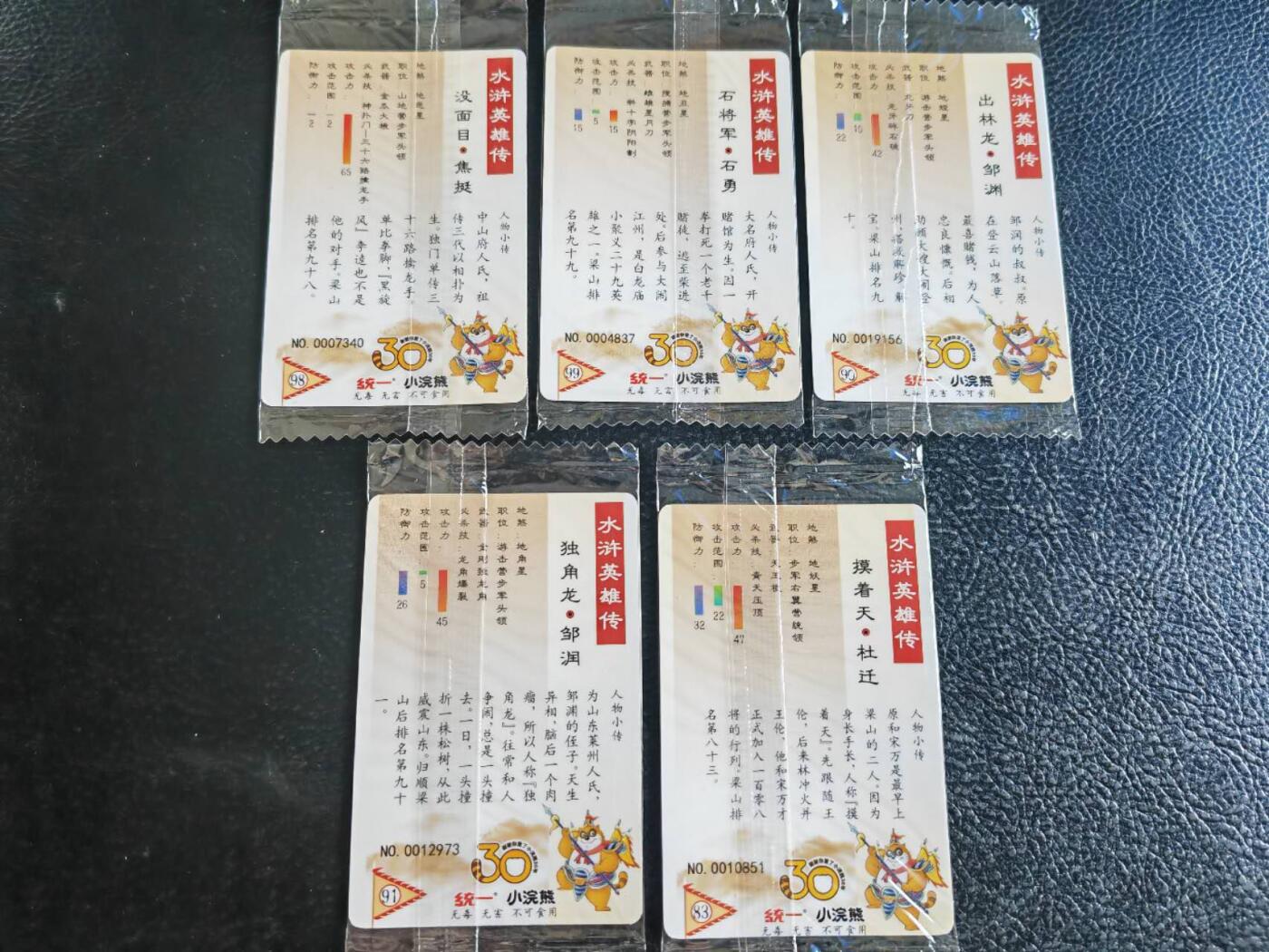 阳大大卡牌超级大甩拍第54期（周五晚上九点截拍，持续收拍品，进群福利早知道） 【小编】统一小浣熊水浒30周年  歩军十七将校  焦挺、石勇、邹渊、邹润、杜迁  5张