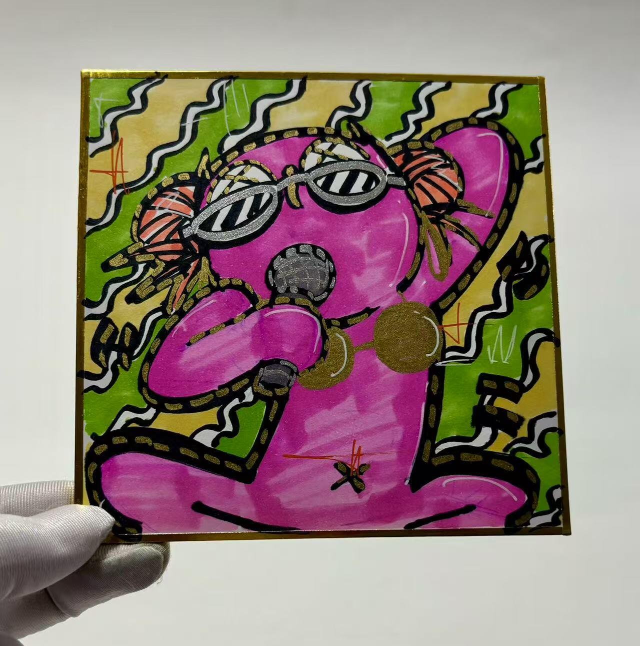 零元拍：歪歪亲笔签名原画色卡，尺寸：12/12厘米，不是复制画哦