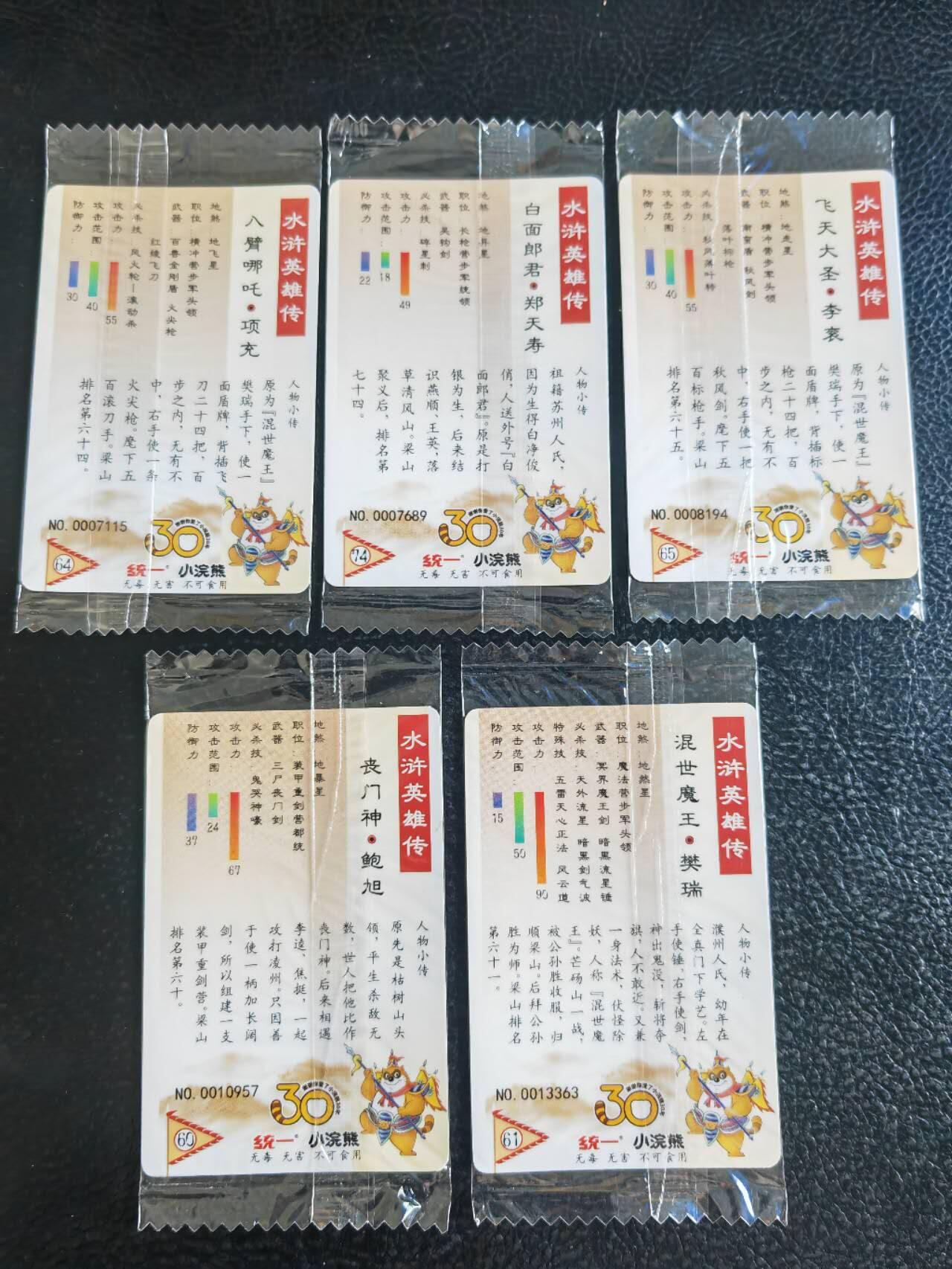 阳大大卡牌超级大甩拍第54期（周五晚上九点截拍，持续收拍品，进群福利早知道） 【小编】统一小浣熊水浒30周年  歩军十七将校  郑天寿、项充、李衮、鲍旭、樊瑞  5张
