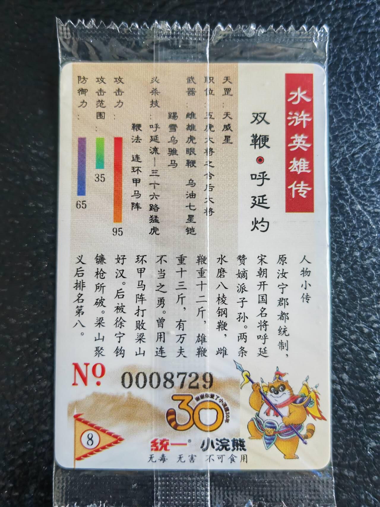 阳大大卡牌超级大甩拍第54期（周五晚上九点截拍，持续收拍品，进群福利早知道） 【大编】统一小浣熊水浒30周年 马军五虎将 双鞭呼延灼