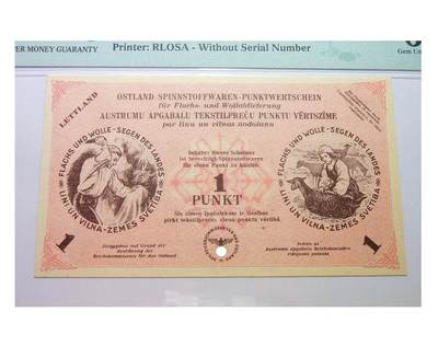 PMG MS65 德国占拉脱维亚1943年1朋克（等同1马克） 全新原光 - PMG MS65 德国占拉脱维亚1943年1朋克（等同1马克） 全新原光