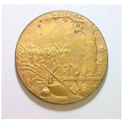 法国1900年前后 自然美景高浮雕精制大镀金章 52MM - 法国1900年前后 自然美景高浮雕精制大镀金章 52MM
