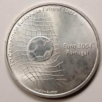 布加迪🐬～世界钱币(上海)🌾第 214 期 /  各国套币和散币 - 葡萄牙🇵🇹 2004年 1000埃斯库多 欧洲杯纪念银币 40mm 27g