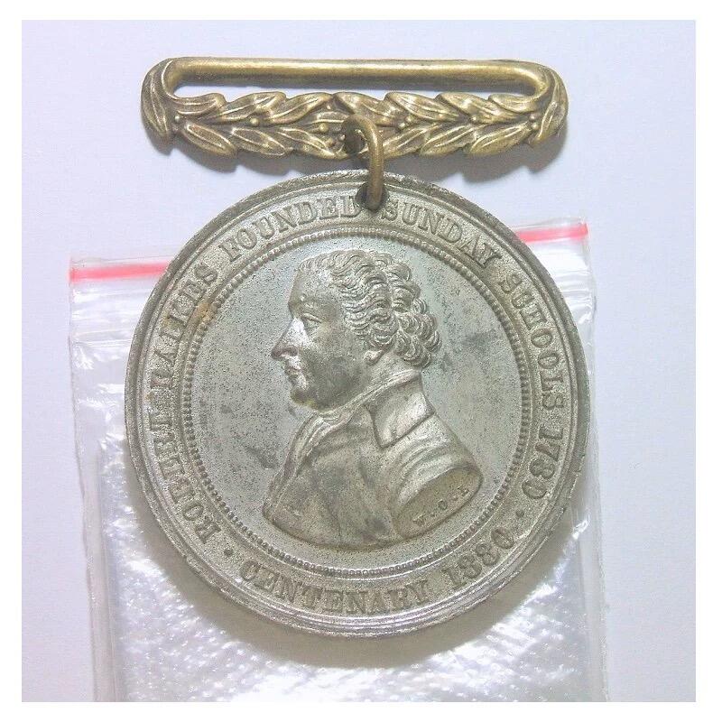 英国1880年教育家雷克斯高浮雕精制大合金章 带铭牌 43MM