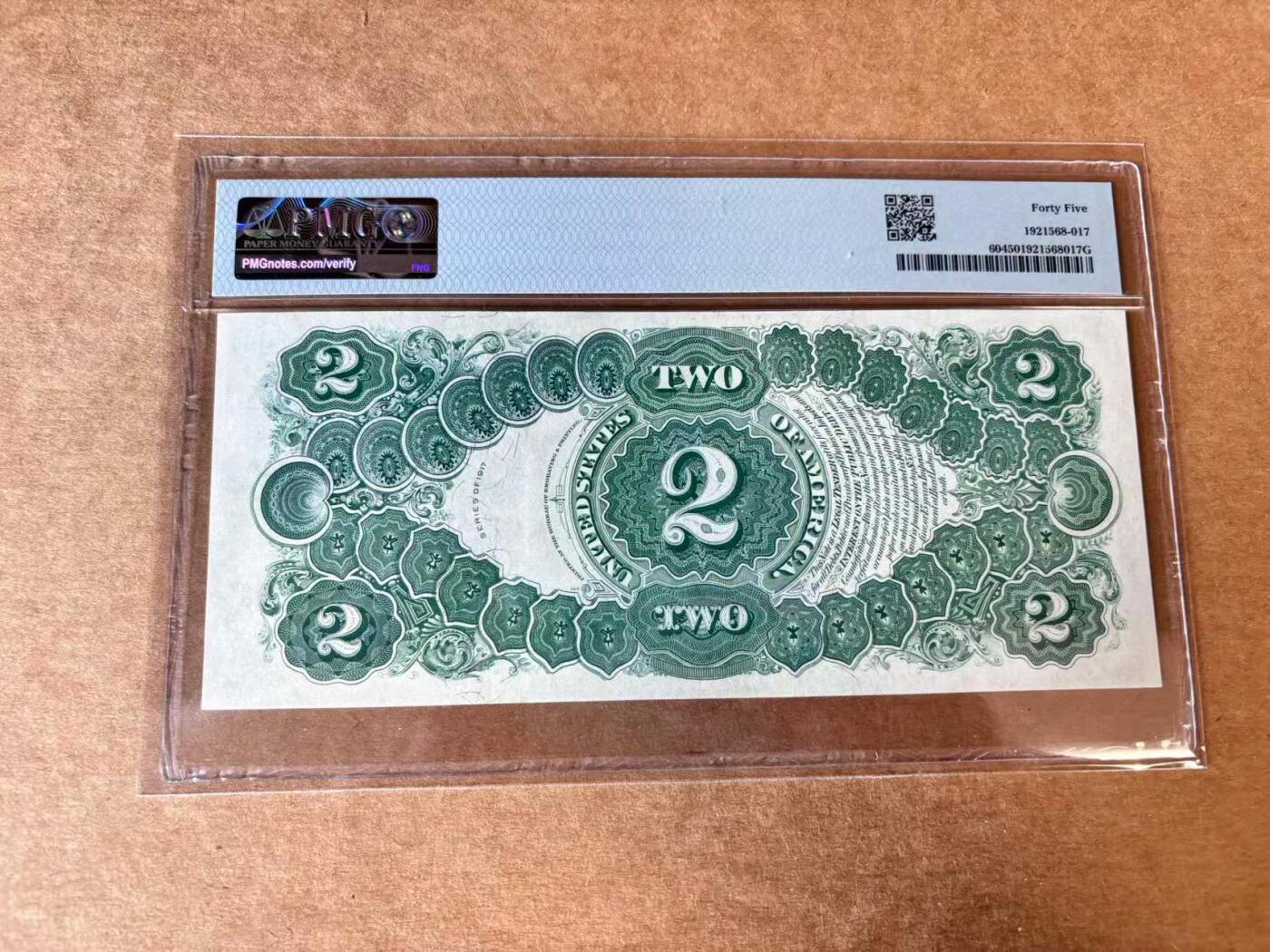 【Blue Auction】世界纸币精拍第669期【精】——17级TOP拍卖/信誉/品质/专业/高效💫 美国 1917年2美金 PMG45 大票幅 杰弗逊