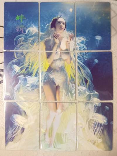 花开卡拍第40期（9月28号周日截拍，品控勿拍!!!拍品不寄存，运费5元，自制卡难免瑕疵，可能存在轻微撞角爆边等出厂瑕疵，品控介意勿拍！） - 燎原 焱卡文化 第十五弹 蚌精 九拼