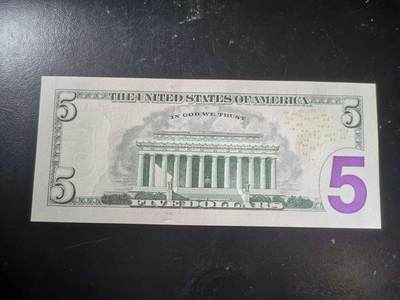 逸泉钱币2026第十九场世界钱币纪念币B2310-2754 全新美国林肯5美元纸币彩色版 号码随机