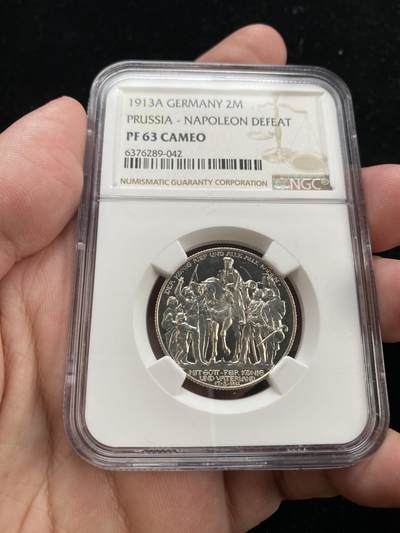 1913年德国普鲁士击败拿破仑 精制币 2马克 NGC PF63C - 1913年德国普鲁士击败拿破仑 精制币 2马克 NGC PF63C