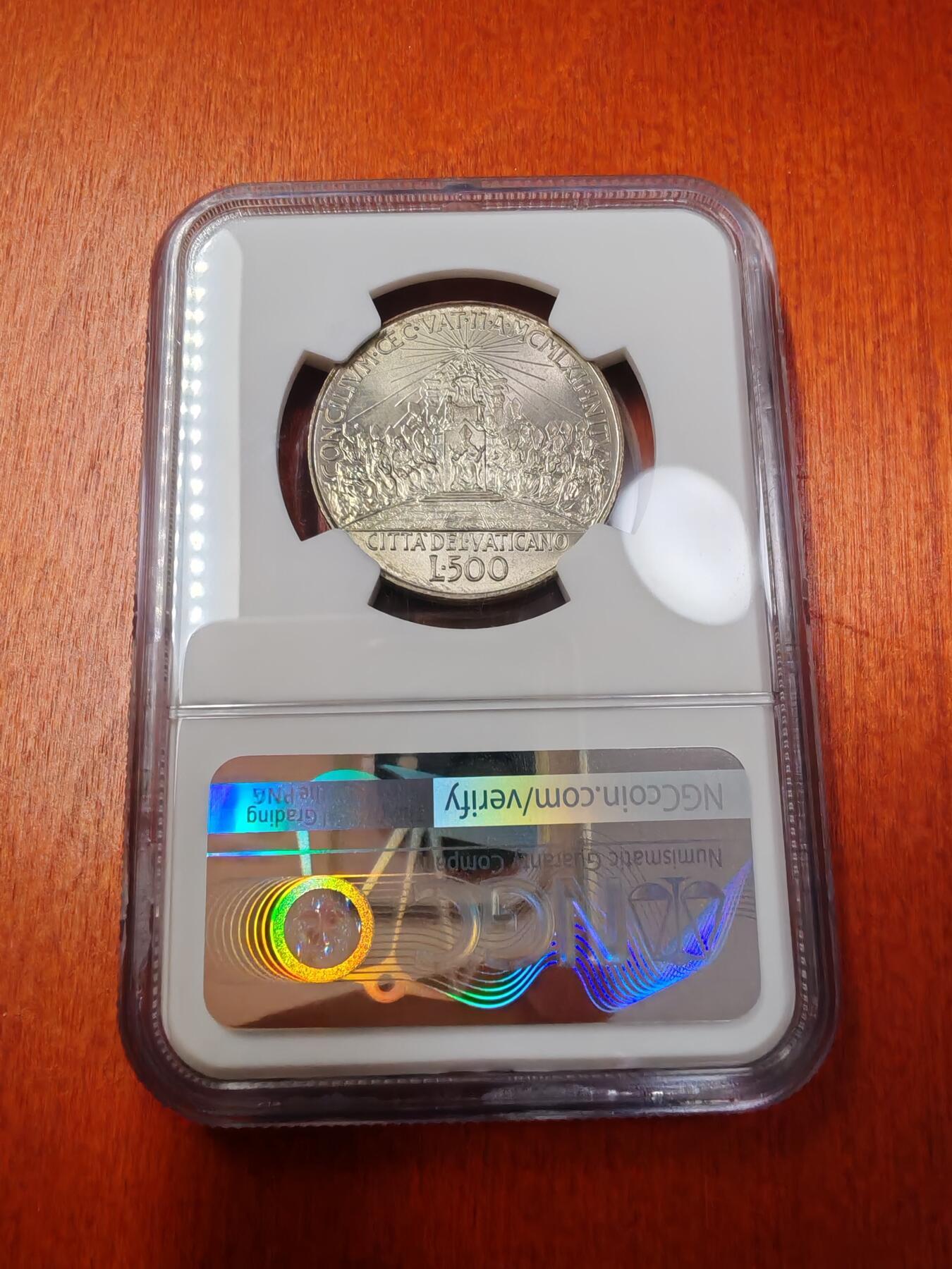 长老汇蛇年精选第十三场拍卖 1962梵蒂冈教皇约翰二十三世教育委员会500里拉银币，NGC MS64，更高8枚