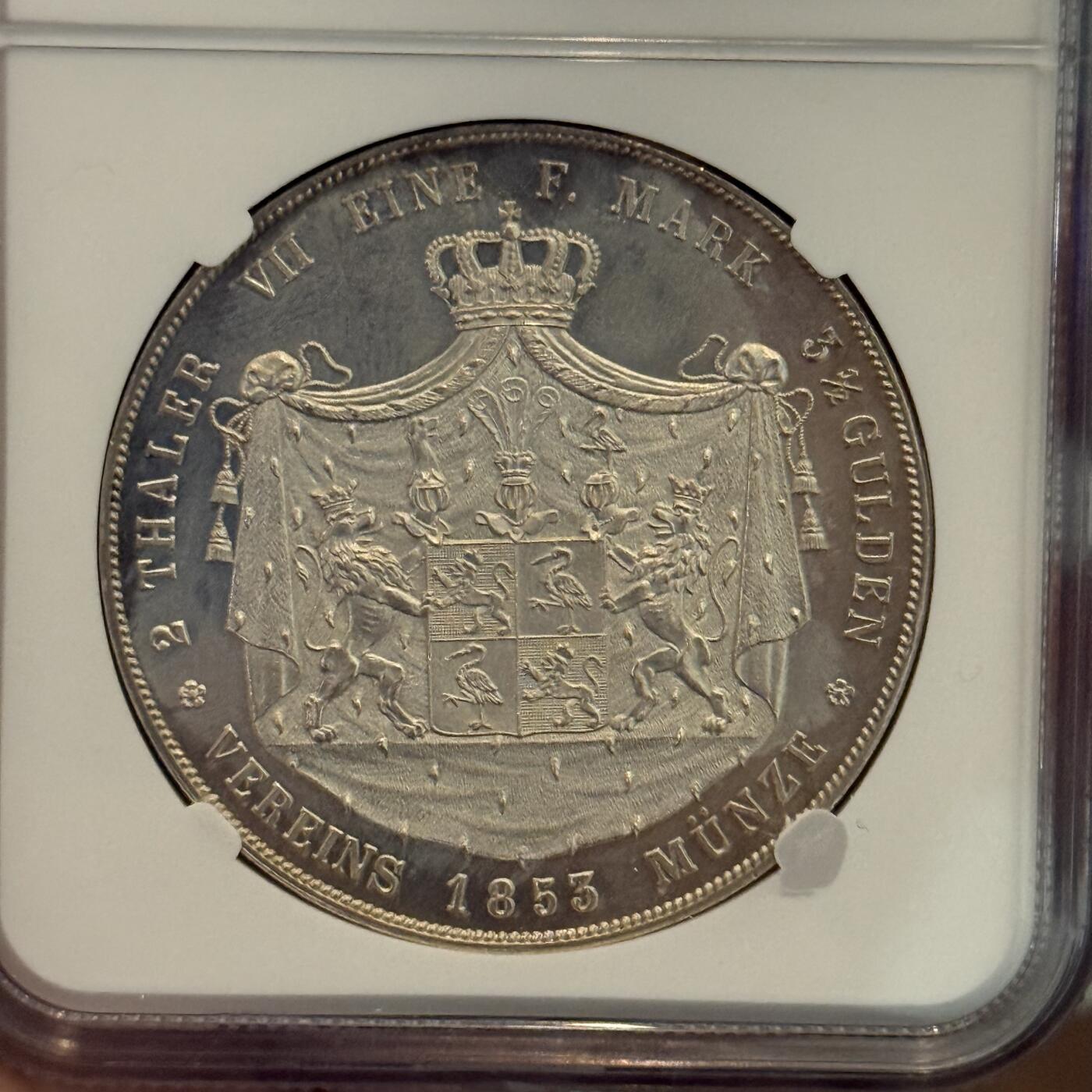 NGC-MS62 1853罗斯施雷兹2泰勒大银币 冠军