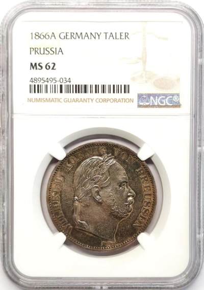 1866年德国普鲁士普奥胜利泰勒 NGC MS62 - 1866年德国普鲁士普奥胜利泰勒 NGC MS62