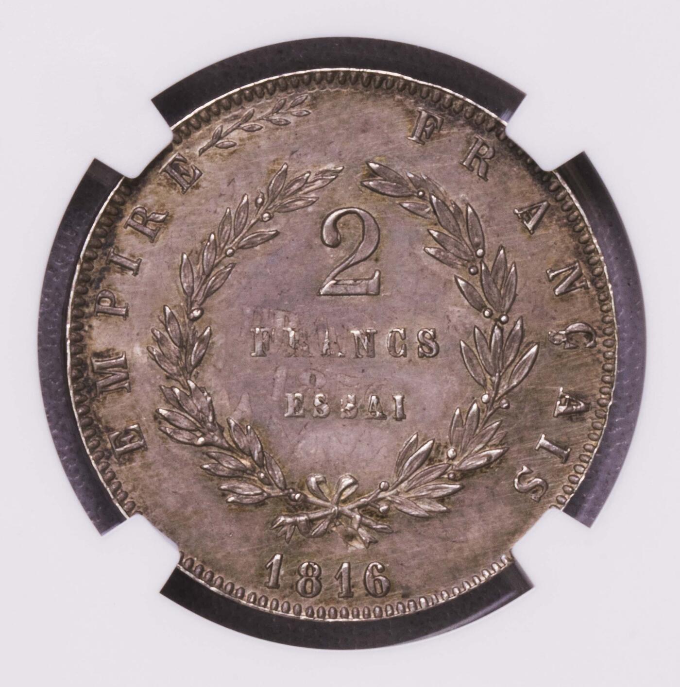 NGC-MS62 1816法国拿破仑二世小孩头2法郎银币 冠军