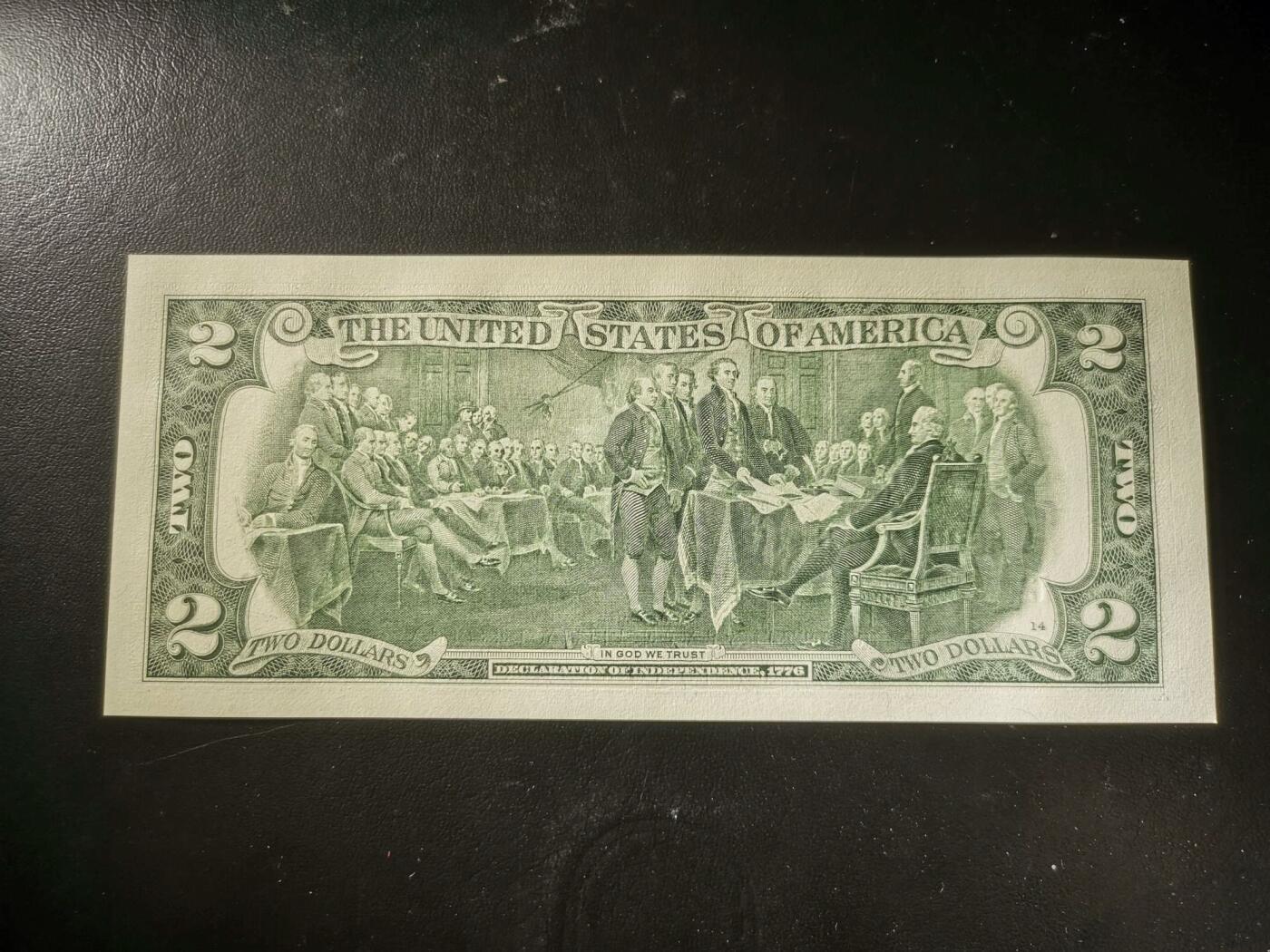 精美卫国战争胜利系列纪念钞币以及世界各国钱币专场 精美全新美国独立宣言2美元  号码随机