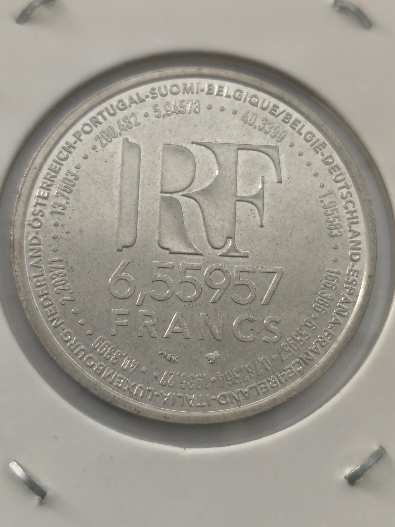 Krab外币市集Vol.10 法国1999年6.55957法郎银币-转化